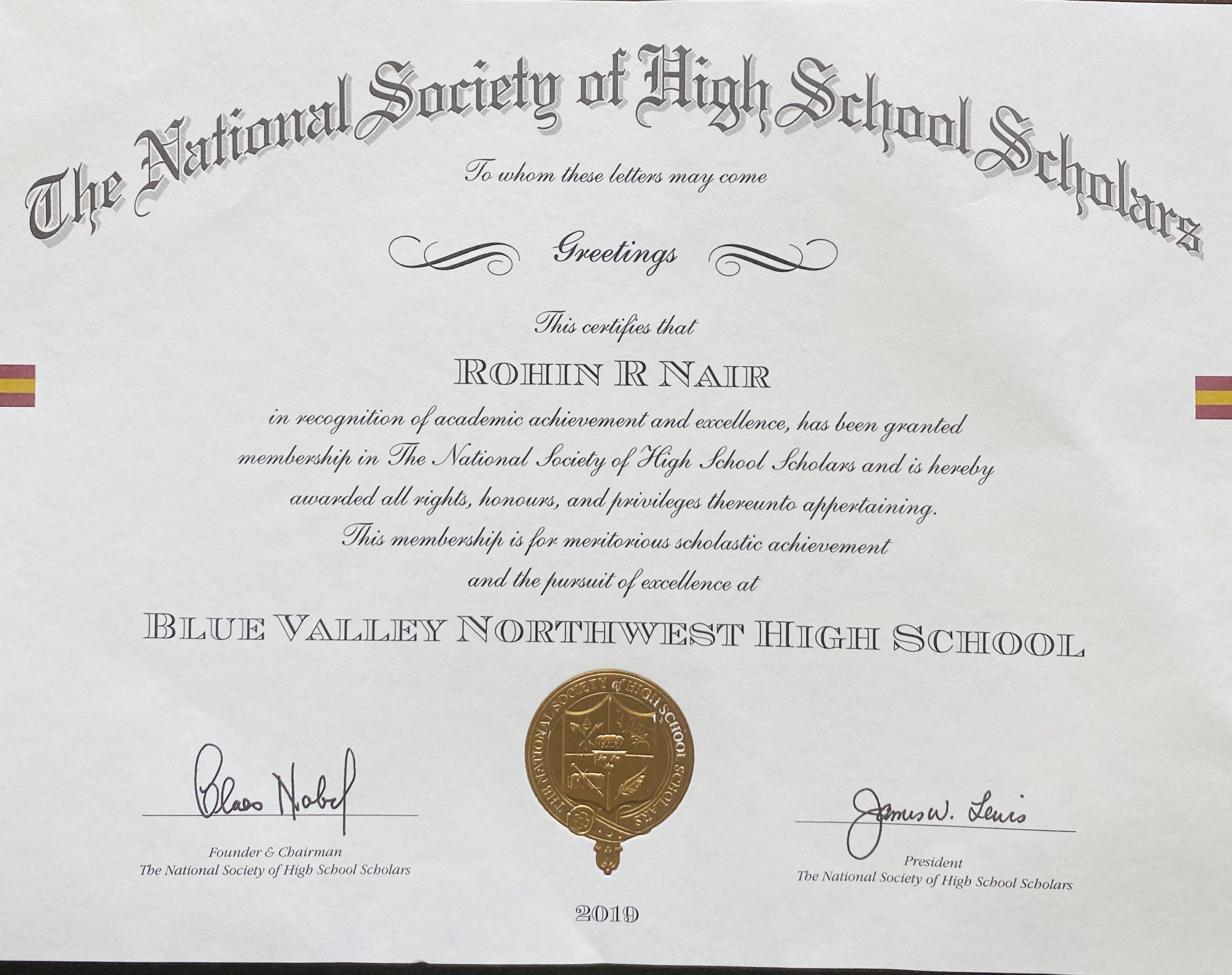 NATIONAL SOCIETY OF HIGH SCHOOL SENIORS